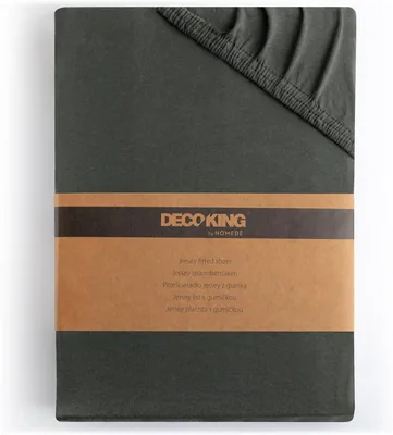 DecoKing Fitted Sheet 100% Baumwoll-Jersey Box Spring Bettlaken Weiß Amber Collection | Anthrazit Graue Passform