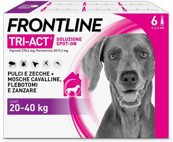 Triact 6 Pipette L (20-40 kg), Repellente Duraturo per Cani e Cuccioli, Protegge dal Parassita, Frontline