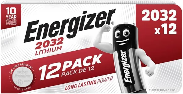 Energizer 12 x CR2032 Lithium Coin Batteries 3V for Watches, Torches and Keys