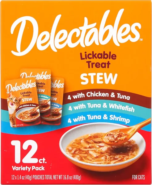 Delectables Lickable Treat Stew Wet Cat Treat Variety Pack