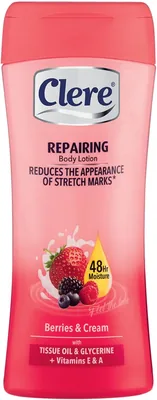 Clere Repairing Body Lotion - Reduces Stretch Marks, with Tissue Oil & Glycerine + Vitamin E&A, 48hr Moisturization