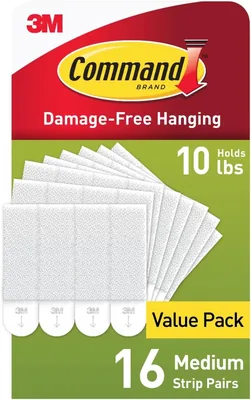 Command Picture Hanging Strips, Medium, White