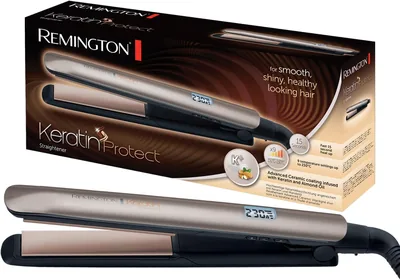 Lisseuse Remington [Soin Keratin & Huile d'Amandier] Protect (Soins capillaires, Céramique, Écran LCD, 10 réglages de température 150-