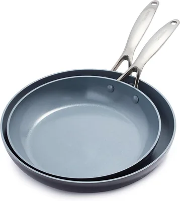 GreenPan Valencia Pro Hard Anodized Healthy Ceramic Nonstick 10" and 12" Frying Pan Skillet Set, PFA