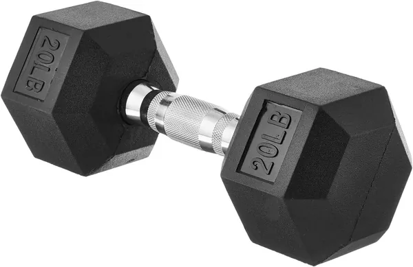 Basics Rubber Hex Dumbbell Hand Weight, 2kg/5lb, Black 4 Pack