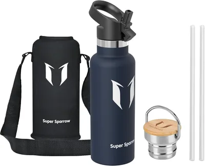 Super Sparrow Vattenkann - 350ml/500ml/630ml/750ml/1L - Stålfreez Vattenkann med Thermos Standard Mund - Ikotoxik BP
