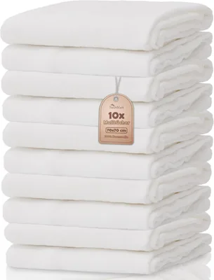 NatureMark 10 Pack Baby Muslin Kläder - 100% Cotton - Mörka och Absorbera Kläder för Fodring & Babyvård, Muslin Blanketter, Biber
