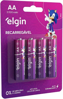 Pilha Recarregável AA 2700mAh Elgin com 4 Unidades