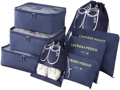 Organisateur de Valise Vicloon, Ensemble 8 en 1 avec 3 Boîtes et 3 Sacs de Rangement, 2 Sacs à Chaussures, Accessoires de Voyage pour