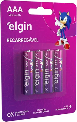 Pilha recarregável AAA 900mAh Elgin com 4 unidades Palito - 42% de Desconto