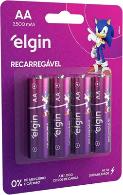 Pilha recarregável AA 2500Mah Elgin - Pacote com 4 unidades