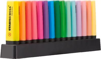 STABILO Boss Original Neon & Pastel Highlighters - Ensemble de bureau de 15 marqueurs néon pastel