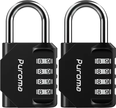 Puroma 2 Pack 4-Digit Waterproof Padlock Outdoor Lock
