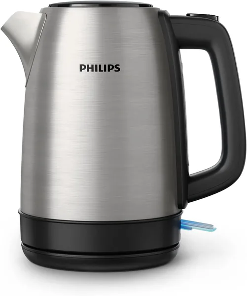 Philips Daily Metal Kettle, 1.7 Liters Capacity, 2200 Watts, Silver/Black