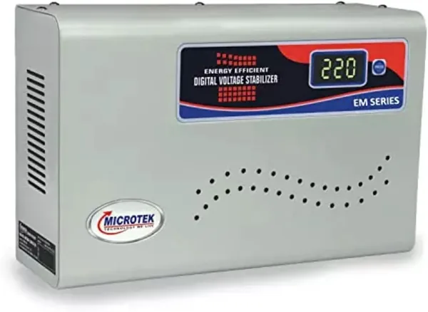 MICROTEK EM4160 Automatic Voltage Digital Display Wall Mounted Stabilizer 160V-285V for AC Air Conditioner Upto 1.5 Ton Metallic Grey