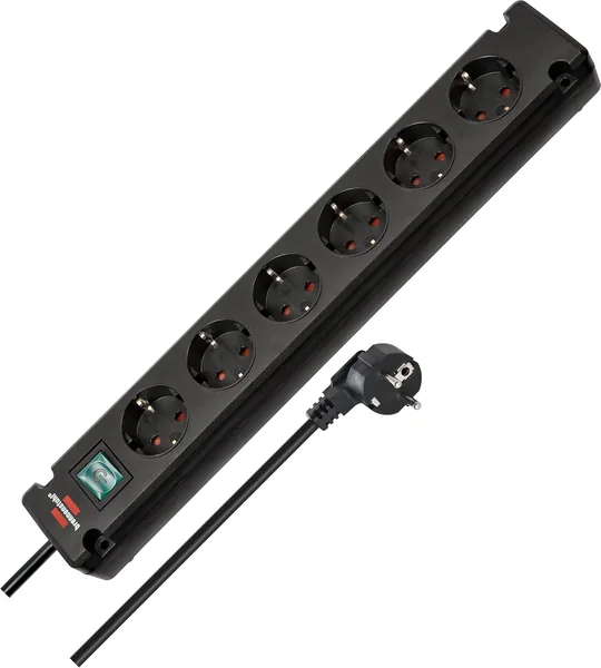 Brennenstuhl Bremounta Stekkerblok 6-weg met langer contactbescherming (3m kabel), Zwart - 49% Korting
