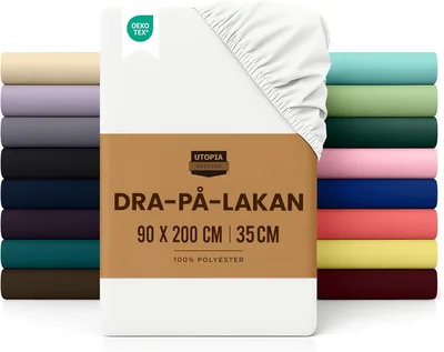 Utopia Bedding Fittad Sängsblad - Deep Pocket 14" - Brunt Microfibre (Vite, 90x200cm) Best Deal