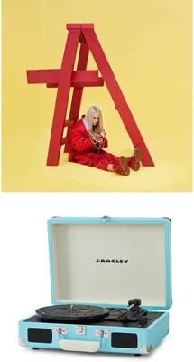 Crosley Cruiser Bluetooth Turntable Turquoise + Billie Eilish Vinyl Bundle - Best Deal