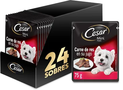 Cesar - Alimento Húmedo para Perros Adultos, Sabor Carne de Res en su Jugo, Paquete de 24 Unidades, 75g c/u