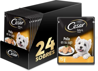 Cesar - Alimento Húmedo para Perros Adultos, Sabor Pollo en su Jugo, Paquete de 24 Unidades, 75g c/u | Ahorra un 8% Ahora