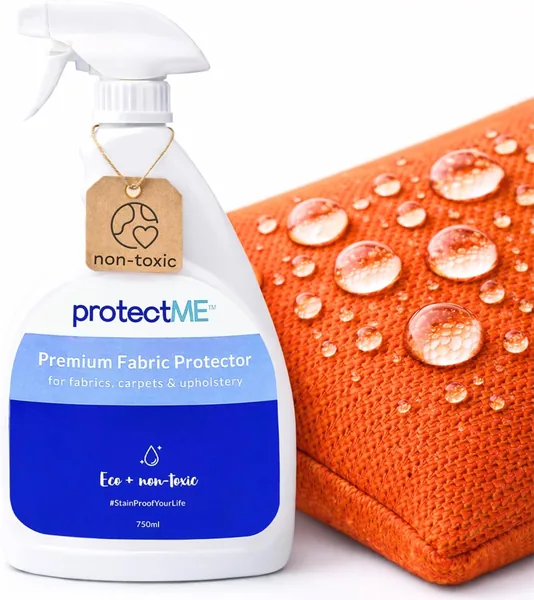 protectME Premium Fabric Protector and Stain Guard for Upholstery Carpet Shoes - Non Toxic, Water Based, Non-Flammable Protec