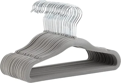 AmazonBasics Samtüberzug Kinderkleiderbügel, 30er Pack, Grau - 26% Rabatt