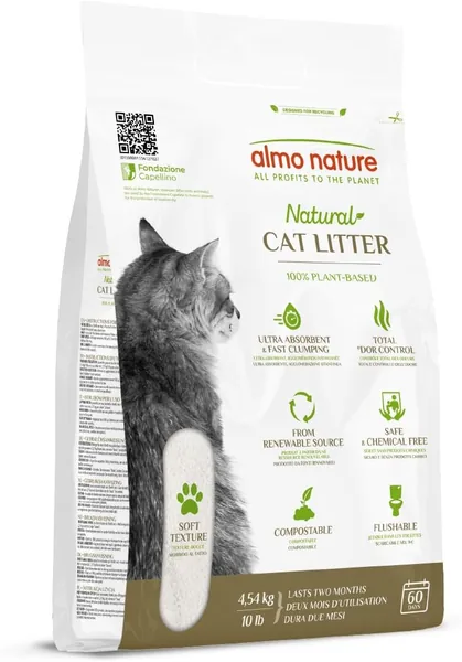 Almo Nature Cat Litter, Lettiera 100% Naturale - Sacco da 4.54Kg