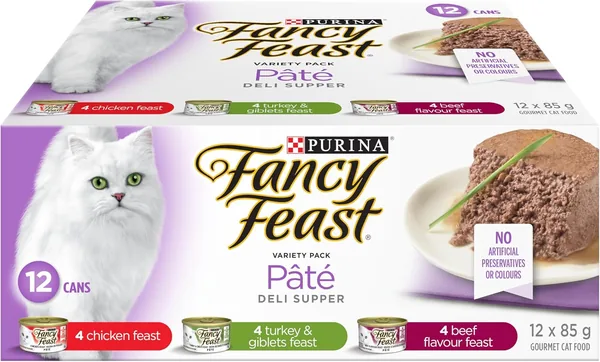 Fancy Feast Deli Supper Wet Cat Food Pate Variety Pack 3 Flavours - 85 g Can (12 Pack)