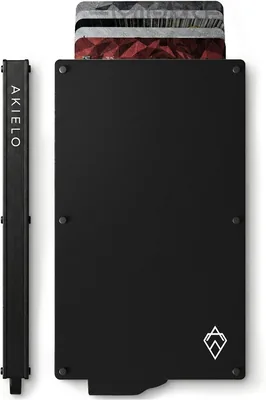 AKIELO RFID Blokkerende Kaarthouder met Geschenkdoos - Minimalistische Mannenportemonnee - Contactloos Beschermer van Creditcard (ALPHA Collection)