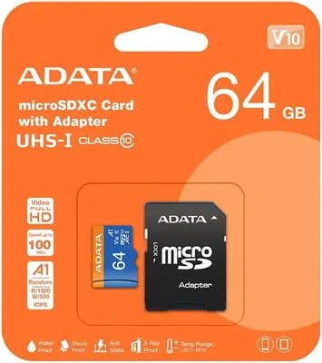 Tarjeta de Memoria ADATA 64 GB Micro SDXC Azul Negro A1 (Clase 10) - Mejor Oferta