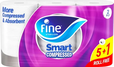 Fine Smart - ورق تواليت مزدوج النعومة - 6 لفافات