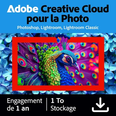 Adobe Creative Cloud 1 To : Photoshop & Lightroom | 1 an | Téléchargement PC/Mac