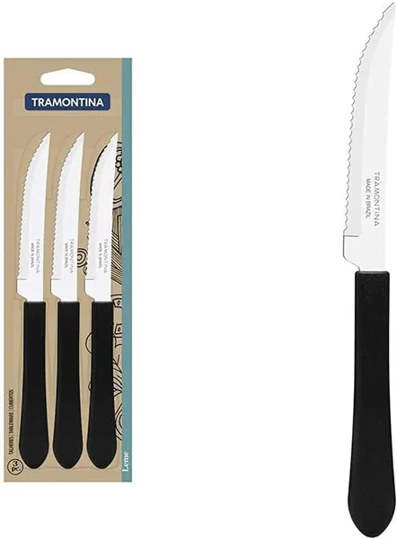 Conjunto 3 Facas Inox Preto Tramontina