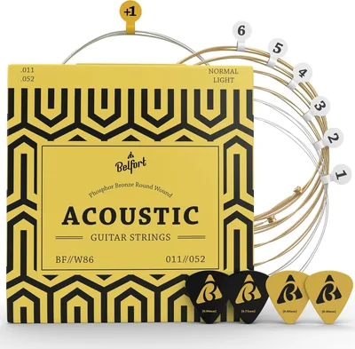 Ensemble de cordes acoustiques BELFORT 3 x 6 pour guitare folk - Bronze phosphore extra haut