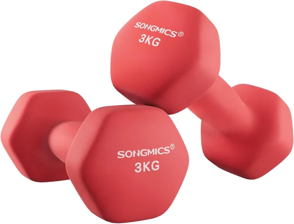 SONGMICS 2 x Neoprene Coated Hex Dumbbells