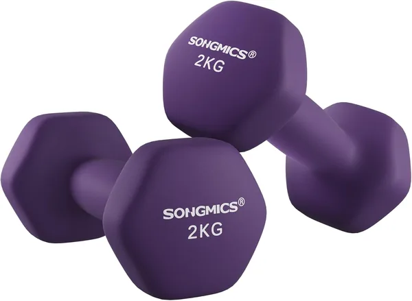 SONGMICS 2 x Mancuernas Hexa con Recubrimiento de Neopreno para Entrenamiento de Fuerza, Fitness y Casa - Mejor Oferta