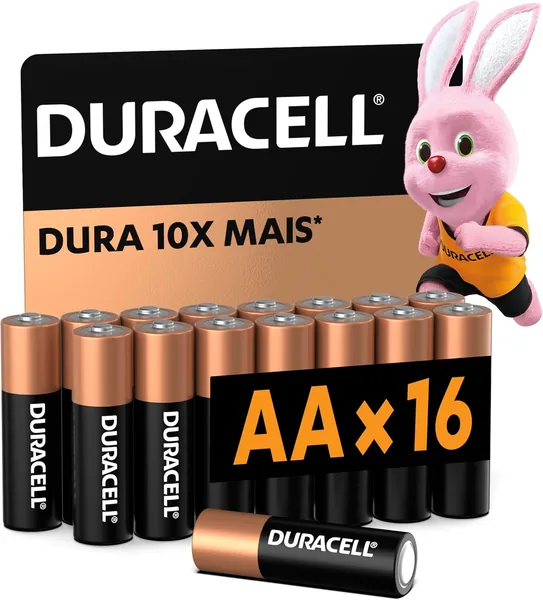 Duracell Pilha Alcalina AA Pequena com 16 Unidades - Dura até 10x Mais - Ideal para Controle Xbox™, Brinquedos e Lanternas - Melhor Preço