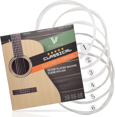 Villkin Gitarrensaiten - Premium Nylon-Saiten für klassische und klassisch-akustische Gitarre + Bonus