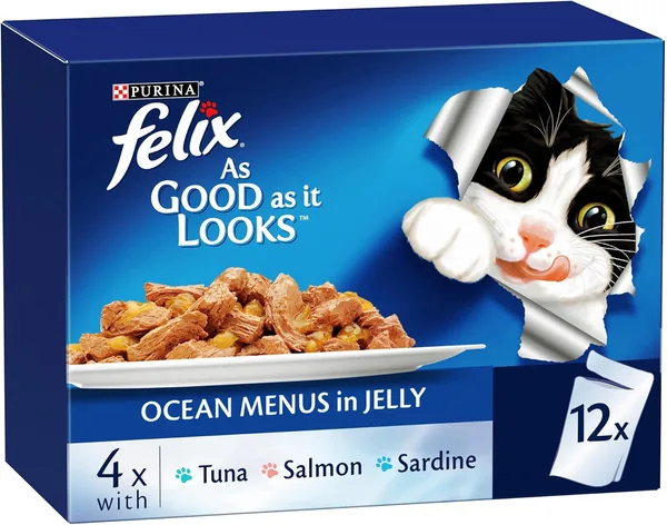 Felix As Good As It Look Doubly Delicious Wet Cat Food Ocean Menu 85g (Pack of 12)