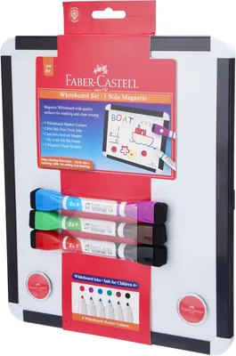 لوح أبيض مغناطيسي Faber-Castell مع 3 أقلام مزدوجة الرؤوس