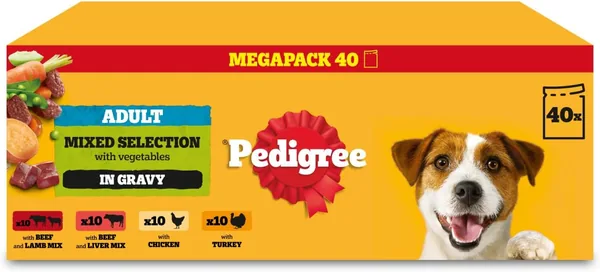 Pedigree Adult Dog Wet Food Pouch Mixed Selection in Gravy