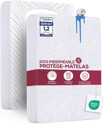 Protezione per Materasso Waterproof Utopia Bedding, 160 x 200 x 30 cm, Certificato OEKO-TEX, Respirante, W