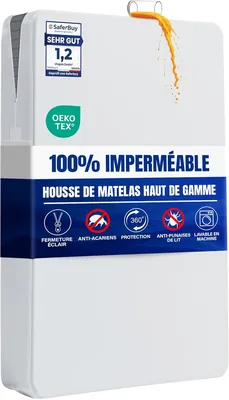 Housse de matelas imperméable Utopia Bedding 140 x 200 x 20 cm avec fermeture à glissière | Anti acariens et anti-puces de lit certifiée Oeko-Tex
