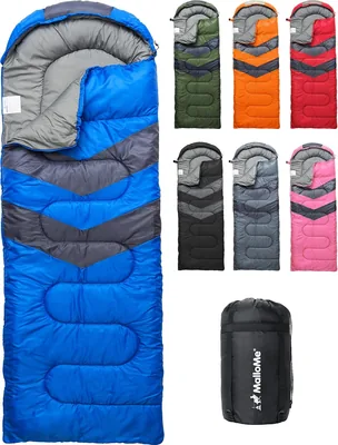 MalloMe Sleeping Bag for Adults Kids Boys & Girls for Winter, Fall & Spring - Single & Double - Wate