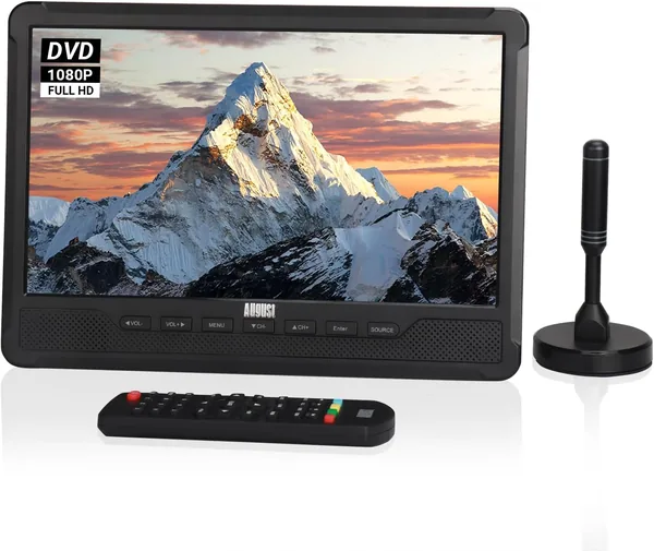 August DA383 10 Portable Handheld TV With Built-In DVD Player - Freeview HD TV Recording DVB-T2 Wit