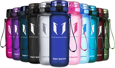 Bouteille d'eau Super Sparrow - 350ml/500ml/750ml/1000ml - Sans BPA - Pour le sport, la randonnée, l'école et le bureau