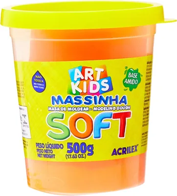 Massa de Modelar Acrilex Soft, Laranja, 500g - Melhor Preço