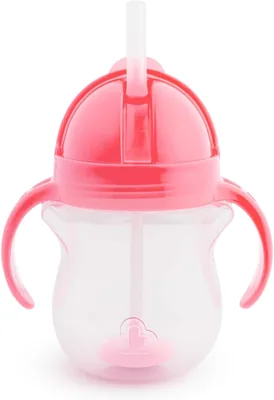 Munchkin Click Lock Tip and Sip Weighted Flexi Straw Trainer Cup (7 oz/207 ml, Pink) | 6+ Months | S