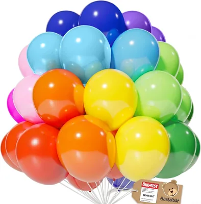 Bastelbär Ballons 100 bunte Ballons in 11 Farben für Party & Geburtstag, groß (25 cm)