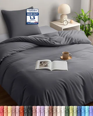 Utopia Bedding Bettlaken 135 x 200 cm Set, Microfibre Duvet-Überzug 135 x 200 cm + 1 Kissenbezug 80 x 80 cm, Grau